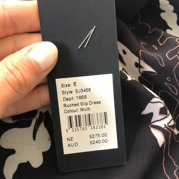 SHONA JOY Ruched Slip Dress In Shadows Black - Picture 16 of 16